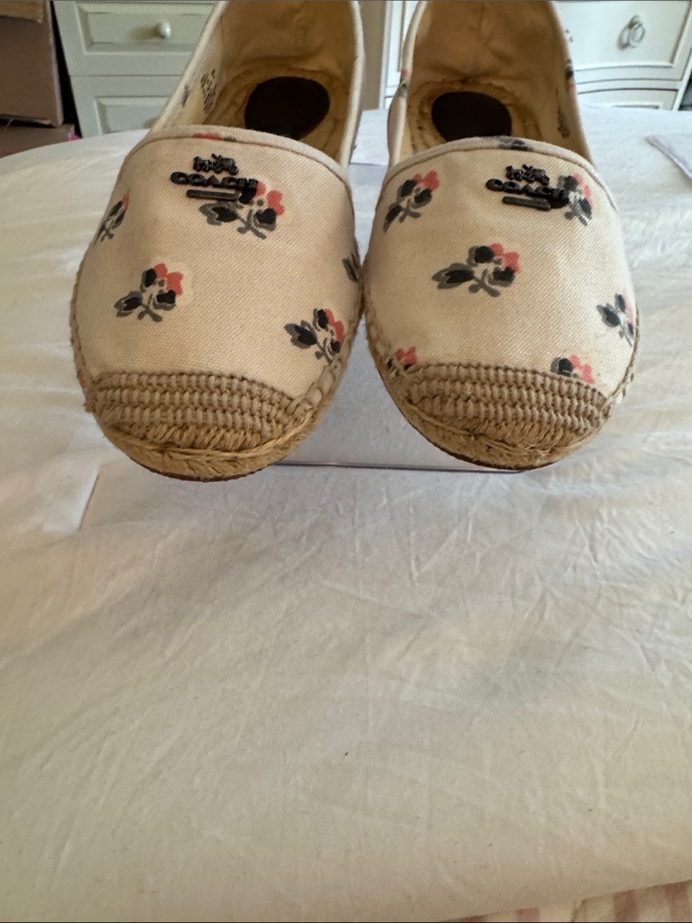 Coach Floral Canvas Espadrilles in Beige, Pink, Black - Picture 10 of 16